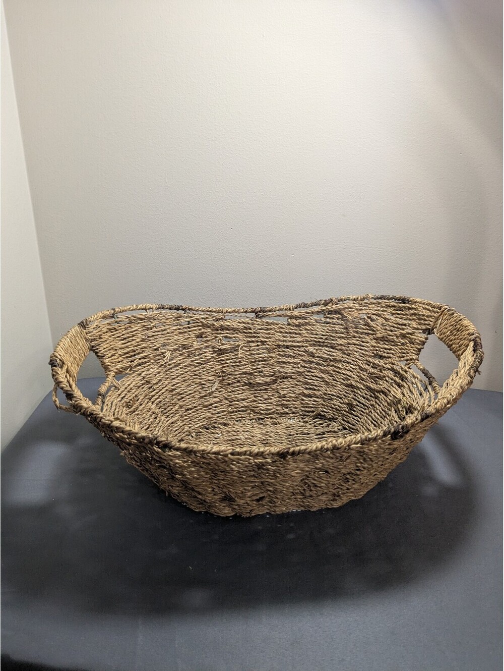 Handwoven Natural Seagrass Storage Basket with Handles